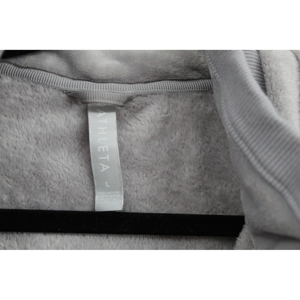 Athleta Triumph Double Cozy Soft Silver Grey Velour Zip Up Hoodie Size Lg - Picture 3 of 8
